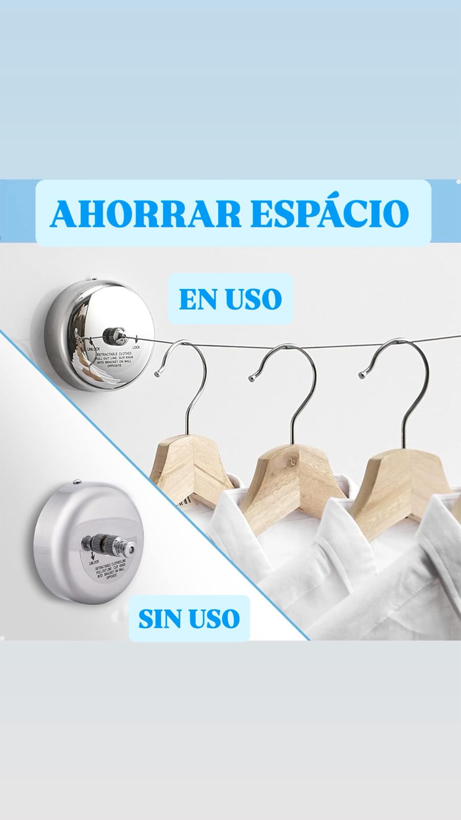 Tendedero de cuerda retractil pared